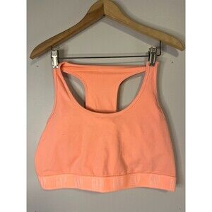 GAPFit Powermove Sports Bra L Neon Coral Peach Racerback Keyhole Activewear